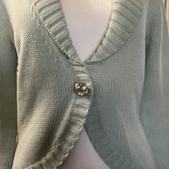 Banana Republic Light Blue Sweater with Rhinestone Button accent - Picture 5 of 8